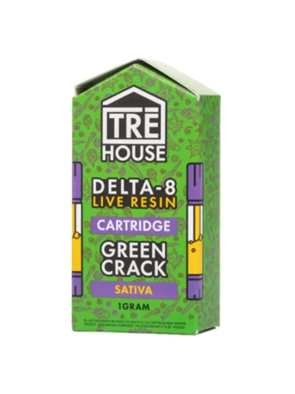 Green Crack Tre House Live Resin Delta 8 Cartridges